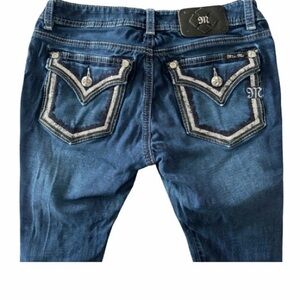 Miss Me Signature Super Skinny Jeans Size 28 Sequin Pocket Designer Denim Dark